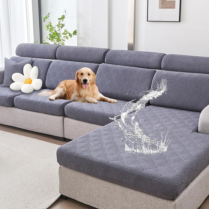 Genina Waterproof Couch Cushion Covers for Pets Washable Sofa Seat Covers | Non Slip,Stretch Jacquard Fabric,Pet Hair & Scratch Protection,Easy Installation,Furniture Protector,Sofa Cover by Genina