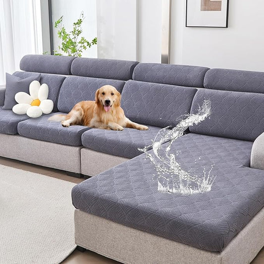 Genina Waterproof Couch Cushion Covers for Pets Washable Sofa Seat Covers | Non Slip,Stretch Jacquard Fabric,Pet Hair & Scratch Protection,Easy Installation,Furniture Protector,Loveseat Cover by Genina