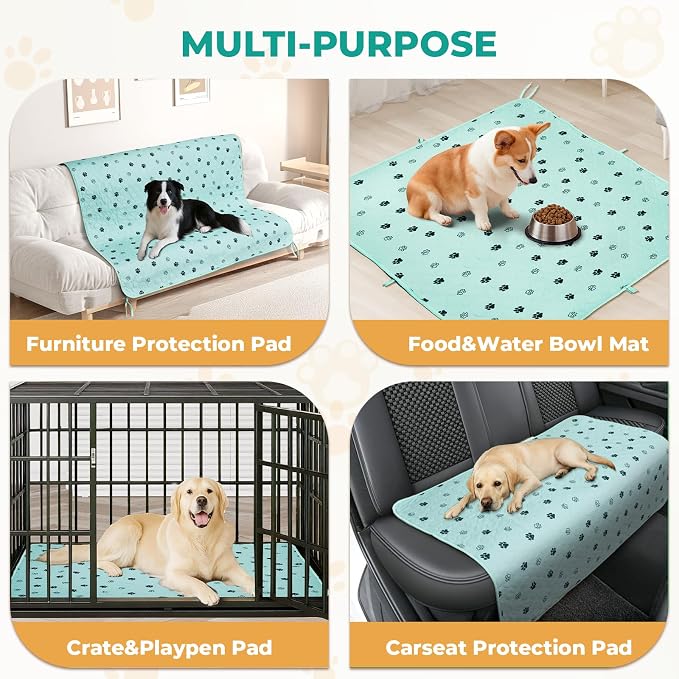 Fostanfly Washable Pee Pads for Dogs, Leak-Proof, 54"x54"-2 Pack, Green | Ultra-Absorbent, Waterproof, Non-Slip, Large Reusable Pee Pads for Puppy Potty Training, Crate and Playpen with 8 Tie Straps - Image 8