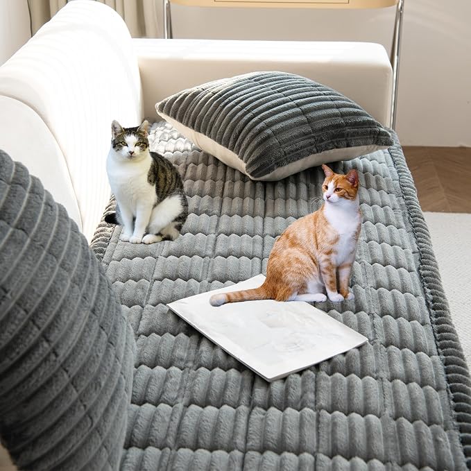 Mivnue Pet Couch Cover, Couch Covers for Dogs, Washable Dog Sofa Covers Couch Protector, Fuzzy Non Slip Couch Slipcover Pet Friendly (Dark Grey, 27.6" x 82.7") - Image 5