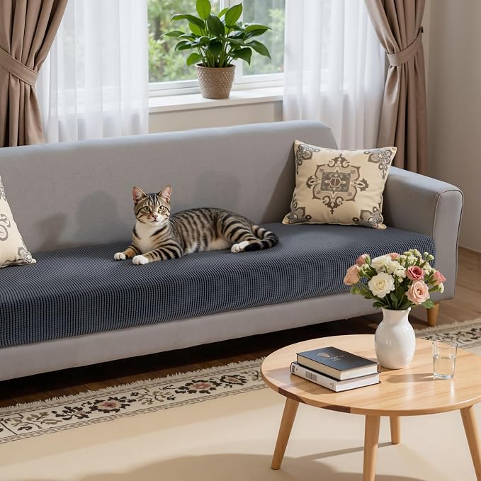 Hokway Stretch Couch Cushion Covers, Stretch Sofa Cushion Covers, Washable Replacement Sofa Seater Slipcovers, Reversible Furniture Protector for Dogs(Gray, X-Large) - Image 5