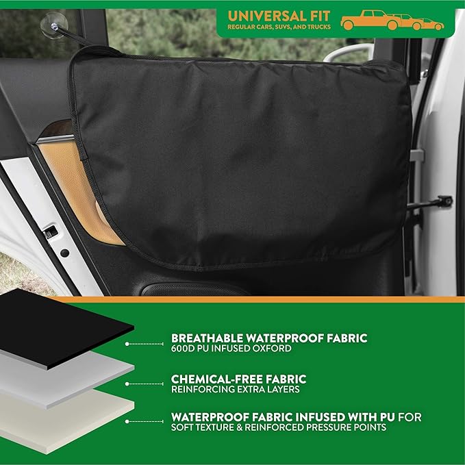 Plush Paws Products Premium Car Door Protector | Washable & Waterproof Interior Door Cover for Car, Truck, & SUV | One Size Fits Most Nonslip, Tear Resistant Door Guard | Set of 2 Black - Image 5