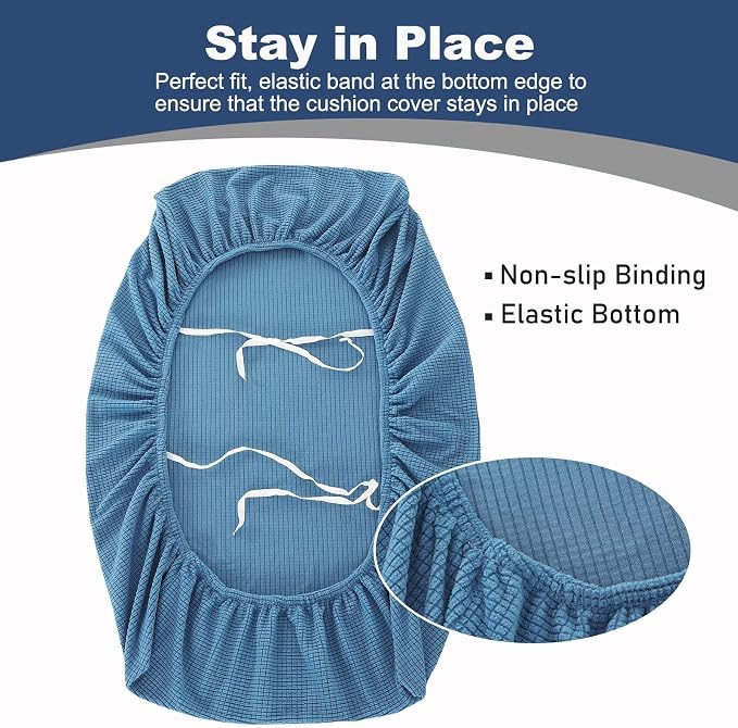NILUOH RV Dinette Cushion Covers,Jacquard Camper Cushion Slipcovers Replacement Sofa Cushions Washable Loveseat Slipcovers for Travel Trailer Couch (2 Bench Cover & 2 Backrest Cover, Blue) - Image 3