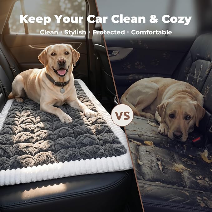 Avont Dog Bed for Car Back Seat, 2026 New Backseat Pet Bed Mat | 52.3"x23.6" Back Seat Pet Cover for Dogs Machine Washable Non-Slip Thick Plush Travel Mat for SUVs Trucks Camping - Dark Grey - Image 5