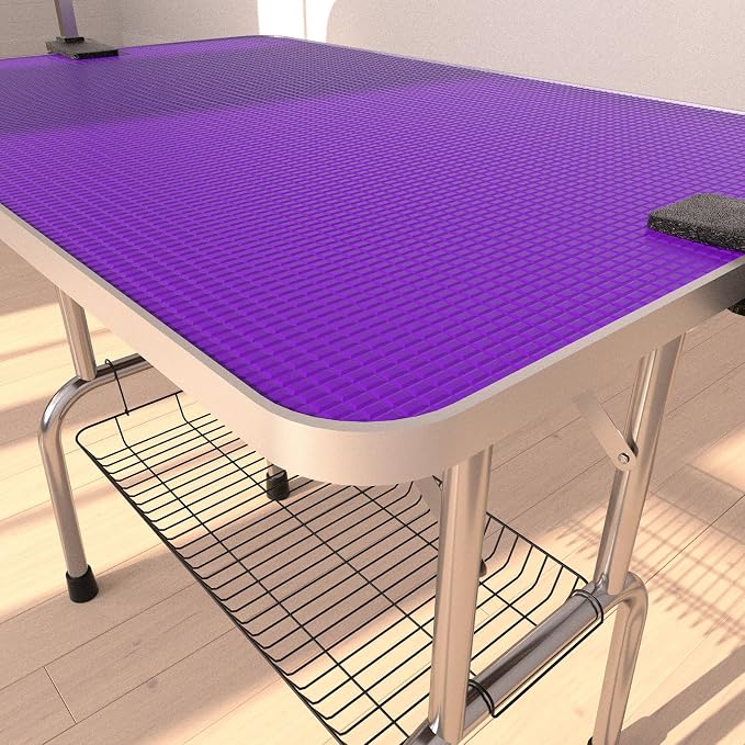 42" Dog Grooming Table Foldable Pet Grooming Tables with Adjustable Arm Noose Storage Mesh Tray Maximum Capacity Up to 330lbs Purple - Image 3