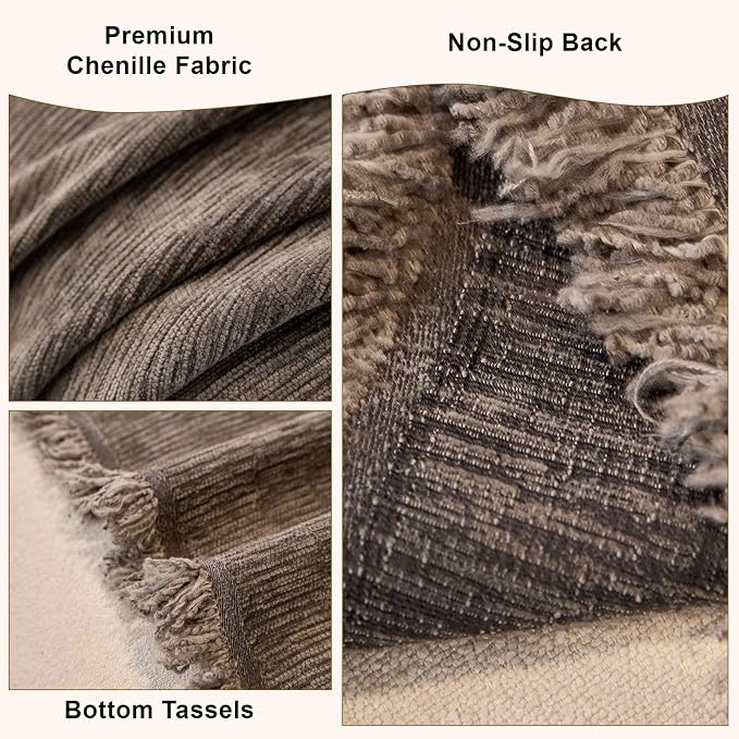 Solid Chenille Couch Cover for Dog Dark Grey Throw Style Sofa Cover | Non Slip Washable Sofa Slipcover for L-Shaped Sofa, 3-4 Cushion Couch, Lounge Chaise, Bottom Tassels, XX-Large, 71"x150" - Image 5