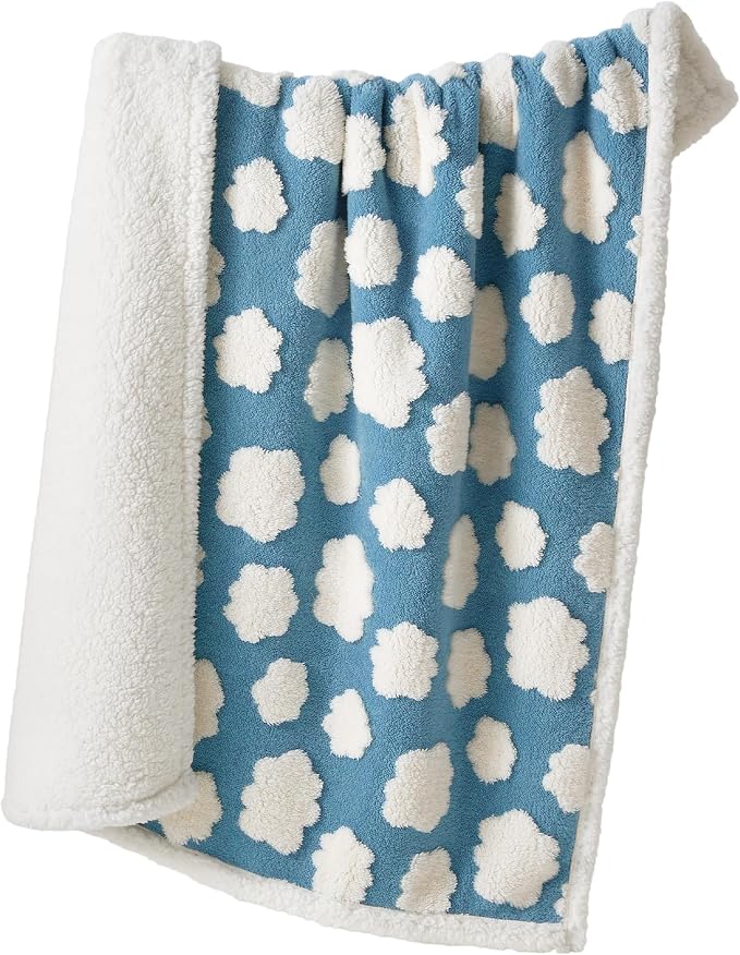 LE SURE Waterproof Dog Blankets for Large Dogs Cute Cozy 3D Jacquard,50x60 | Warm Soft Pet Blanket for Senior Dogs Aesthetic Gift, Washable Sherpa Throw, Reversible Couch Protector, Clouds Blue - Image 8