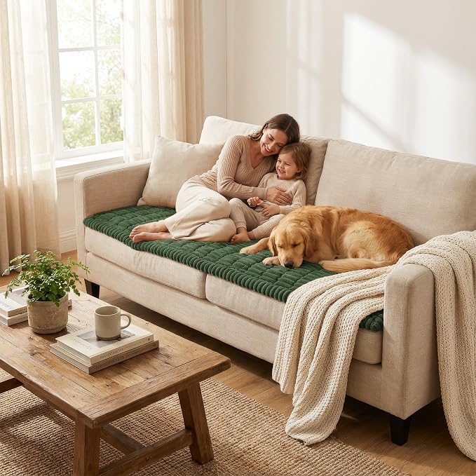 Smiry Couch Cover for Dogs, Non Slip Washable Sofa Protector for Pets | Soft Furniture Cover for Leather & Fabric Couches, Cozy Protect Against Fur, Dirt & Messes, Pet Friendly, 35.4"x35.4" - Image 6