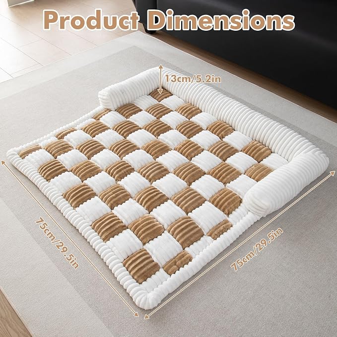 TOPCHANCES Dog Couch Covers, Thickened Quilted Plaid Funny Fuzzy Pet Couch Protector for Large Dogs - Washable, Non Slip - Light Brown, 30x30 inch - Image 6