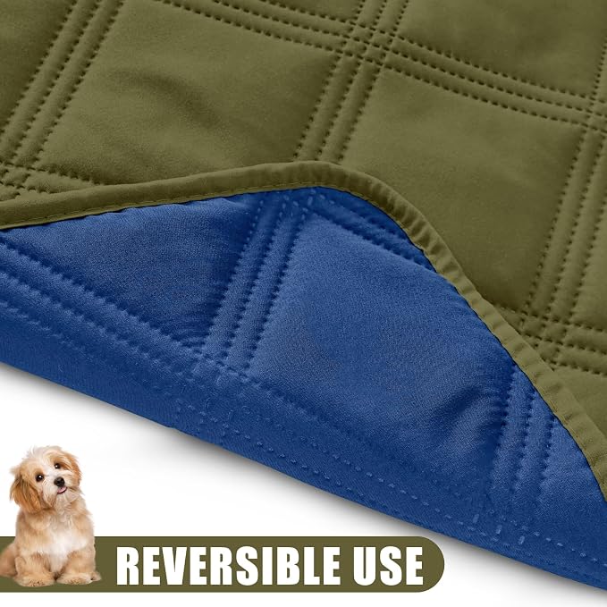 Smiry Waterproof Dog Bed Cover, Reversible Pet Blanket for Sofa Couch | Soft Washable Dog Blanket, Leakproof Couch Cover for Dogs Cats & Furniture Protection, 30x70, Green/Navy - Image 3