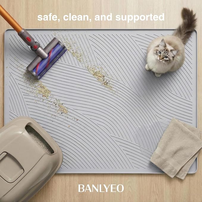 Cat Litter Box Mat - XL Extra Large Size 40 x 30 in, Water Proof, Kitty Litter Trapping Mat, Easy to Clean, Scatter Control, Odorless, Pet Supplies for Indoor Cats, Light Gray - Image 6