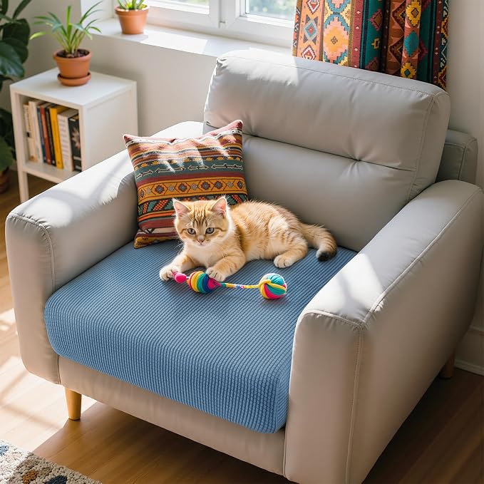 Hokway Stretch Couch Cushion Slipcovers Reversible Cushion Protector Slipcovers Sofa Cushion Protector Covers(Denim Blue, Small) - Image 6