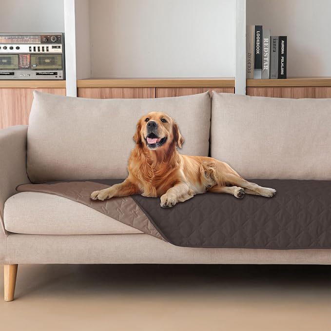 gogobunny 100% Double Sided Waterproof Dog Blanket Soft Pet Bed Cover Reversible Protect Furniture Couch Sofa Car for Puppy Large Dog Cat (Dark Coffee/Light Coffee, 30x70 Inch (Pack of 1)) by gogobunny