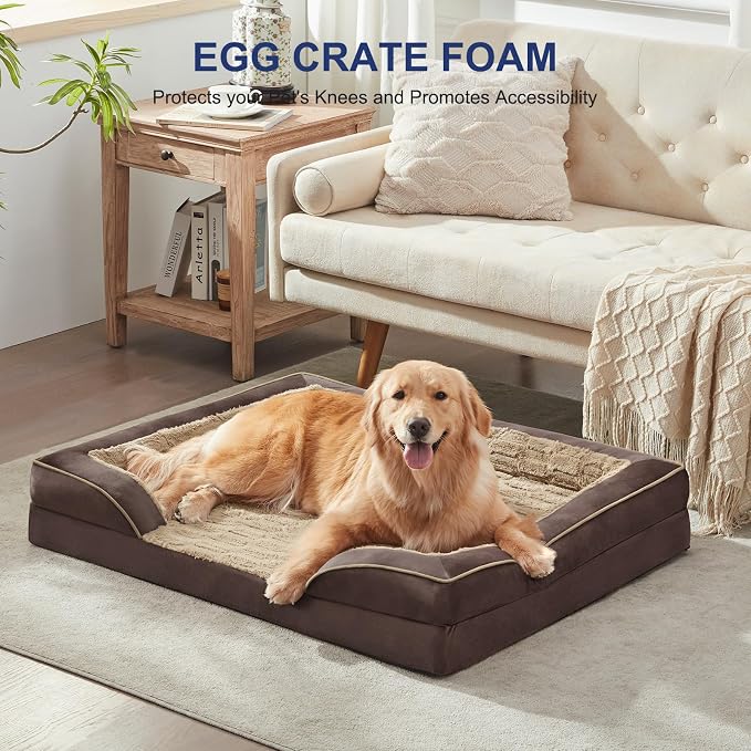 FURTIME Orthopedic Dog Bed for Medium Size Dog, Waterproof Dog Beds, 35x25x6.5 Supportive Foam Pet Couch Bed with Removable Washable Cover and Nonskid Bottom - Image 6