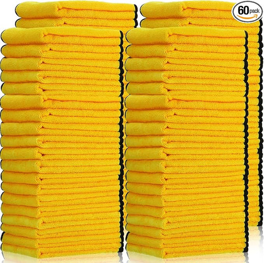 Tallew 60 Pcs Yellow Microfiber Towels: 16"x16" Microfiber Drying Towels Bulk Micro Fiber Car Cleaning Cloth for Cars Drying Washing Polishing Cleaning Household Supplies by Tallew