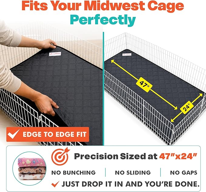 LUFTPETS Guinea Pig Cage Liners 5 Pcs, Washable Midwest Pads & Fleece Mats | 2 Absorbent Bunny Pee Pads, 47x24 + 3 Soft Blankets. Quilted Top Releases Hay. Waterproof, Non-Slip Rabbit Bedding - Image 2