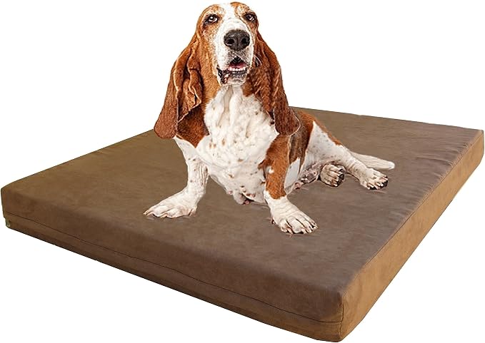 Dogbed4less Extra Large Orthopedic Dog Bed with Human Grade Gel Infused Memory Foam and Waterproof Liner, Durable Microsuede Brown Cover, 47X29X4 Inch Fit 48X30 XL Crate by Dogbed4less