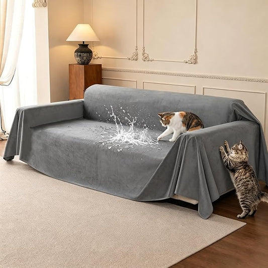 Loiion Cat Scratch Couch Cover Waterproof Sofa Cover 118"x71" | Pet-Friendly Couch Protector, Anti-Scratch & Non Slip Sofa Cover For Cats Dogs Kids, Machine Washable by Loiion