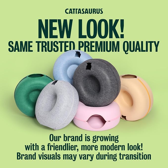 Cattasaurus Peekaboo Cat Cave Donut for Multiple & Large Cats up to 30-45 lbs, 3-in-1 Self Warming Cat Bed, Tunnel & Scratcher for Indoor Cats, Washable & Detachable Small Dog Bed (Brown, Jumbo) - Image 9