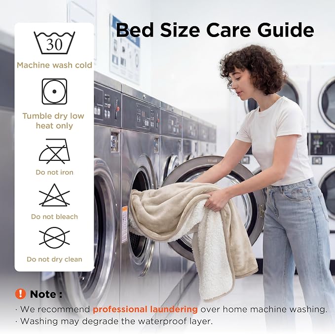 Bedsure Waterproof Blanket for Bed Soft Sherpa Fleece Throw,Twin 80"x60" | Plush Cozy Calming Reversible Dog Blankets for Large Senior Dogs,Warm Bed Couch Cover,Pet Furniture Protector,Cream - Image 4