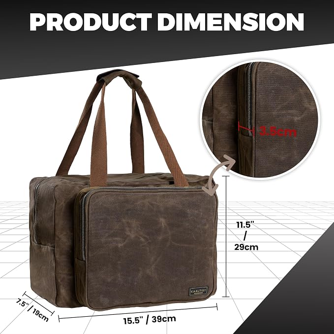 Kaaltisy 16oz Waxed Canvas Tool Bag – Robust Zipper Garden Tools Tote with 3 Compartments & Padded Handle (Grey) – Tool Organizer for Gardening Wire Cutters Goggles - Image 2