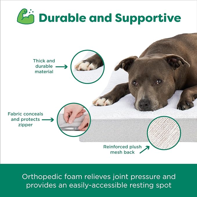 Furhaven Orthopedic Dog Bed – Classic Cushion with Plush Tufted Top, Supportive Foam Mattress, Removable Washable Cover, Joint Relief - Gray, Medium - Image 6