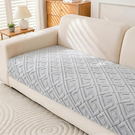 KRFOONN Couch Cover for Dogs Non Slip Washable Plush Sofa Protector Grey | Pet Sofa Slipcovers for 3 Seaters Cushion Couch, Scratch Resistant, Soft Boho Pet Covers for Couches & Sofas (35.5" x 83") by KRFOONN