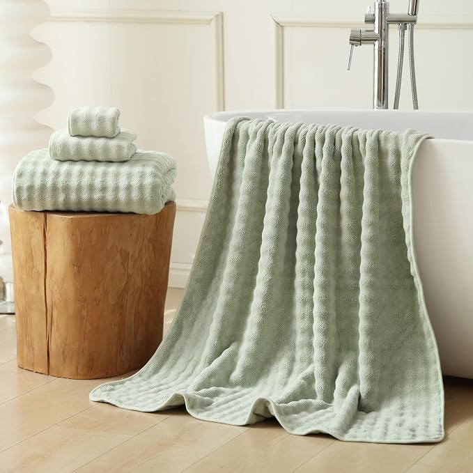 Bath Sheets Set 40x80 Inches Microfiber Extra Large BathTowels Super Soft Absorbent Quickly Dry Shower Towels for Bathroom (Sage Green,PK 6) - Image 2