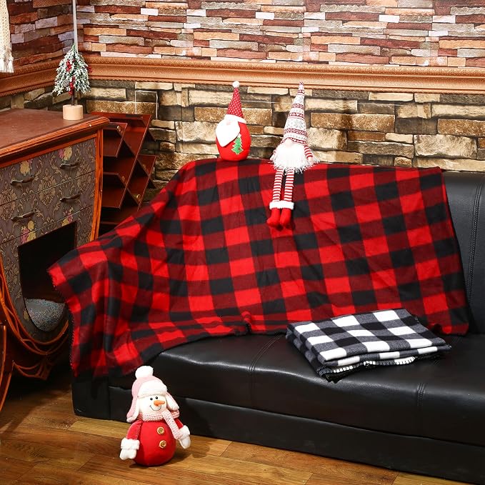 Preboun 24 Pack Bulk Christmas Soft Fleece Blankets 50 x 60 Inch Bulk Lightweight Warm Fleece Throw Blankets for Pet Bed Sofa Couch Office Wedding Gifts Travel (Plaid) - Image 6