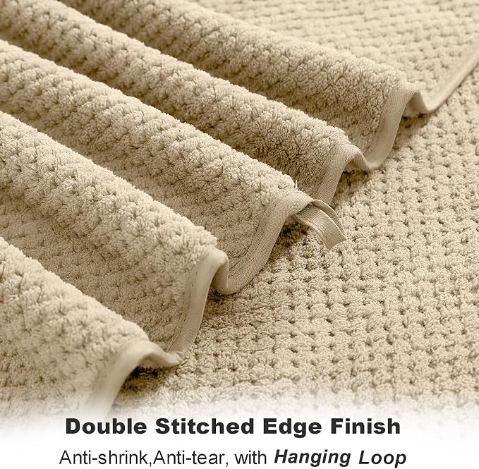 8-Piece Bath Towel Set, 2 Extra Large Bath Towel Sheets, 2 Hand Towels and 4 Washcloths - Highly Absorbent Quick Dry Microfiber,Ultra Soft Towel Set for Bathroom, Waffle Weave, Pack of 8 (Camel) - Image 4