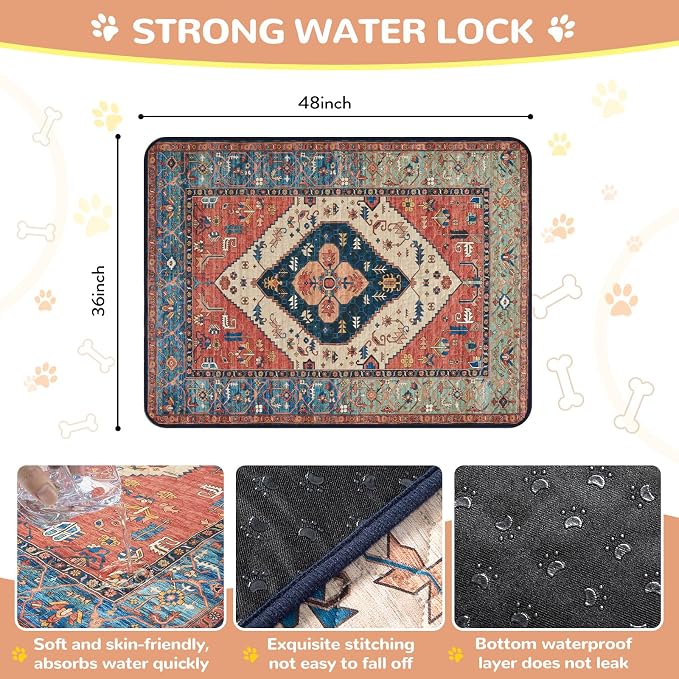Lahome Reusable Washable Puppy Pads - 2 Pack Super Absorbent & Waterproof Dog Training Mats for Potty, Crate and Floor - Leakproof Pee Pads with Non-Slip Backing (Red, 36"x48") - Image 8