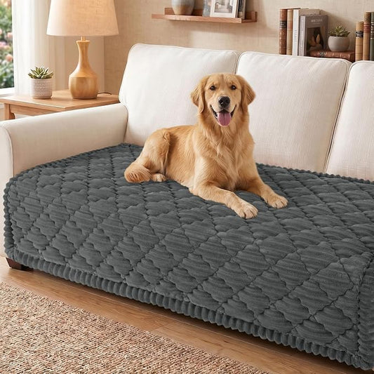 Smiry Couch Cover for Dogs Washable, Non Slip Fuzzy Pet Sofa Protector | Soft Thick Furniture Cover for Sofa, Loveseat and Sectional, Scratch & Pet Hair Resistant (Dark Grey, 43" x 63") by Smiry