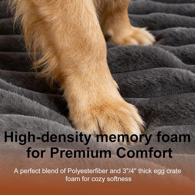 Waterproof Orthopedic Dog Bed for Large DogsGrey | Non-Slip Egg-Crate Memory Foam Removable Washable Cover with Sides Couch Bed for Crate - Image 4