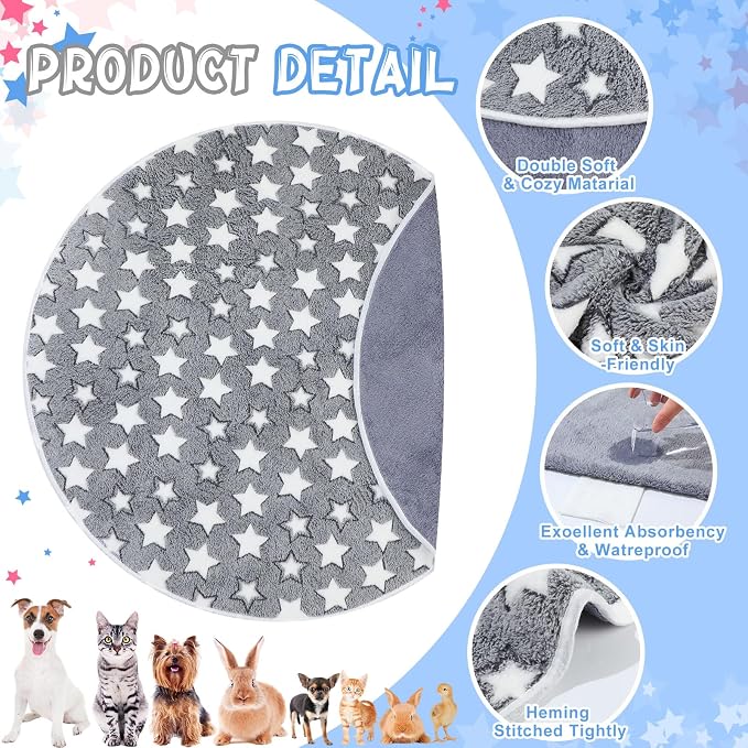 Hahafelt 4 Pcs Round Whelping Pee Pads Washable for Dogs Waterproof Pet Training Mats Reusable Puppy Whelping Pads Non Slip Cat Dog Bed Mat for Crate Kennel(Large Star,32 Inches) - Image 3