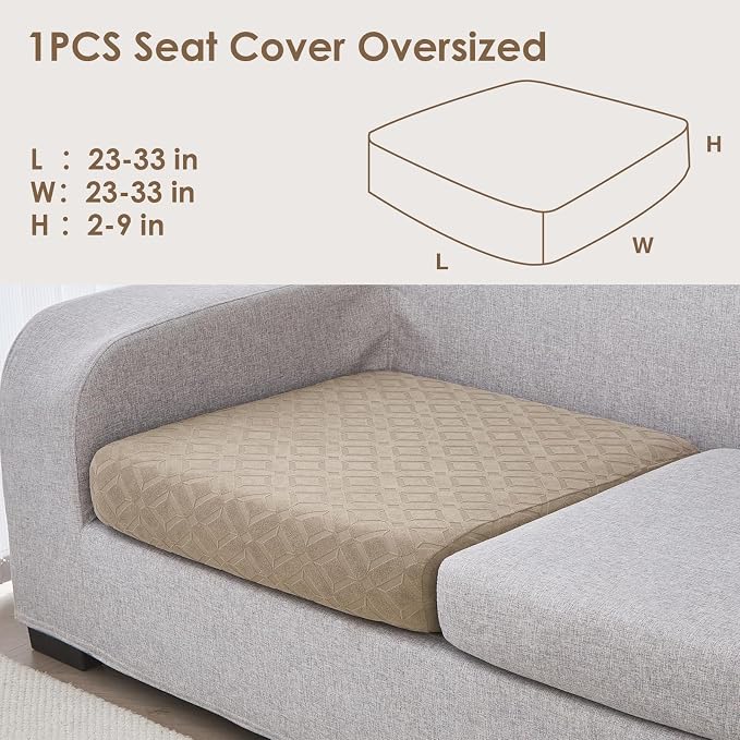 Genina Waterproof Couch Cushion Covers for Pets Washable Sofa Seat Covers | Non Slip,Stretch Jacquard Fabric,Pet Hair & Scratch Protection,Easy Installation,Furniture Protector,Sectional,1 Piece Large - Image 2