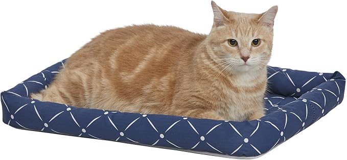 MidWest Homes for Pets 40222-BLD Quiet Time Couture Ashton Bolster Pet Bed, Small Dog/22, Blue - Image 4