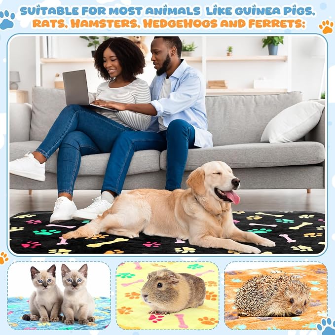 Tegeme 6 Pcs Waterproof Dog Blanket 41 x 30 Inch Paw Print Pet Blanket for Dogs Cats Puppy Washable Soft Fluffy Fleece Rug Flannel Throw Warm Sleep Mat for Kitten Doggy - Image 6