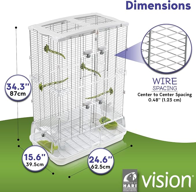 Vision M02 Wire Bird Cage, Bird Home for Parakeets, Finches and Canaries | Tall Medium - Image 5