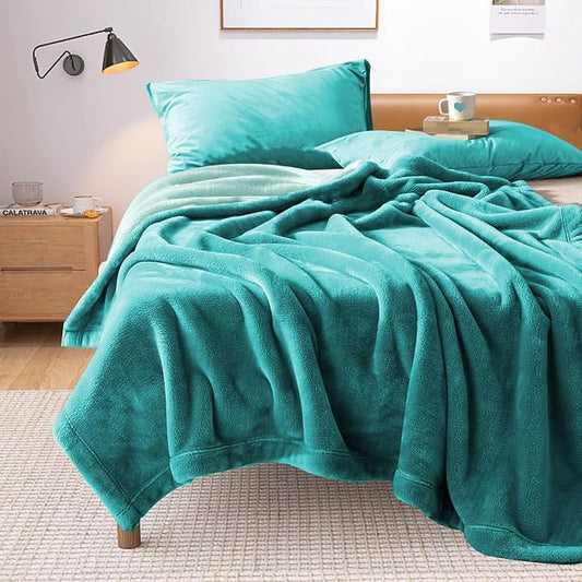 90"x80" King Waterproof Bed Blanket Reversible, Stain-Proof Aqua/Turquoise | KingSize Waterproof Washable by YISURE