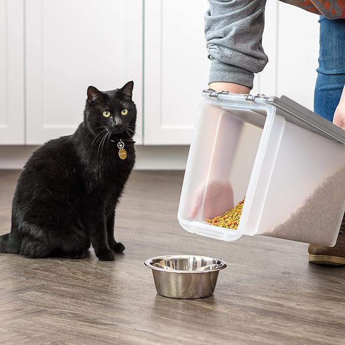 IRIS USA Airtight Dog Food Storage Container, WeatherPro, Up to 10 lbs, for Dog Cat Bird and Other Pet Food Storage Bin, Keep Fresh, Translucent Body, Made in USA, Clear/Gray - Image 5