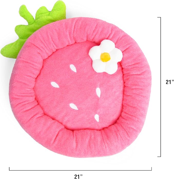 TONBO Soft Plush Small Cute and Cozy Food Dog Cat Bed, Washer and Dryer Friendly (Strawberry) - Image 3