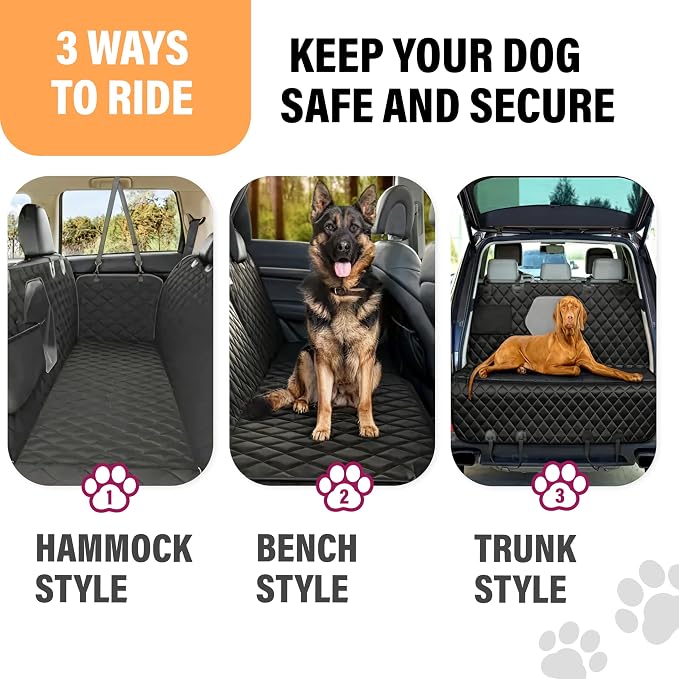 Active Pets Dog Car Seat Cover for Back Seat, Waterproof Pet Protection Hammock, SUV Truck Car Backseat Protector with Safety Features, Blue - Image 9