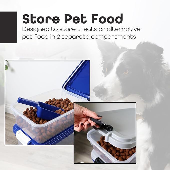 DIVCHI 3-Piece Airtight Pet Food Storage Container With Plastic Measuring Scoop Treats For Pet Dog Cat Animal Dry Food Dispenser With Casters Wheels (GREY) - Image 3