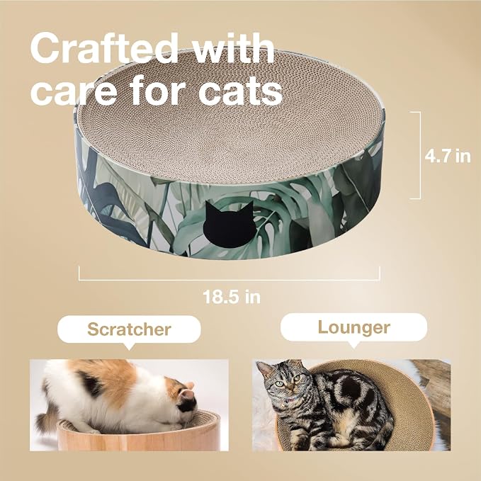 Necoichi Cat Scratcher Bowl for Indoor Cats - Cat Scratching Lounger with Reversible Usability and Extra Comfort for Lounge, Cardboard Bed Couch / (XL, Oak) - Image 3