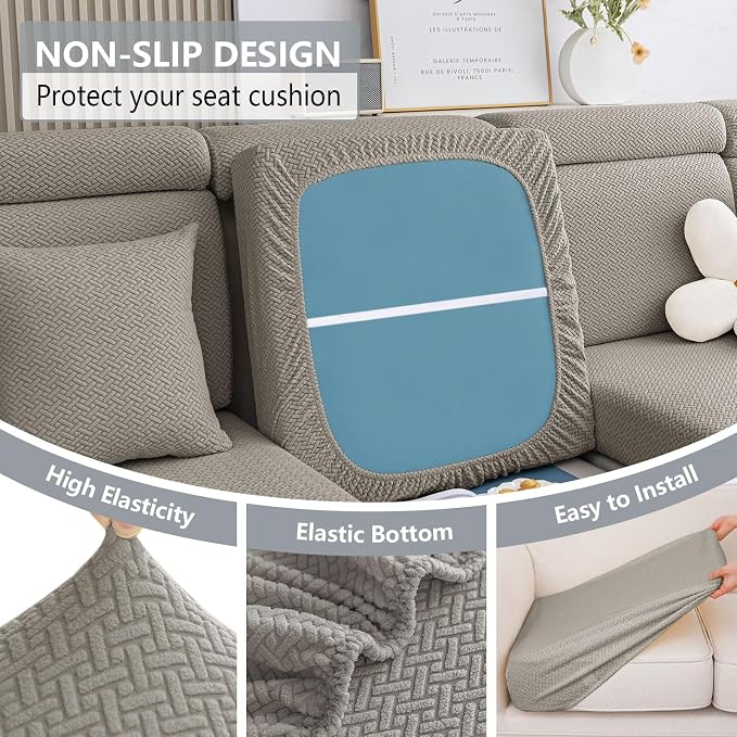 hyha Waterproof Couch Cushion Covers, Anti Slip Sofa Slipcovers for Pets | Waterproof Protection, Thick Jacquard Fabric, Wear Resistant, Anti Slip, Pet Protection (1 Piece for Medium) - Image 4