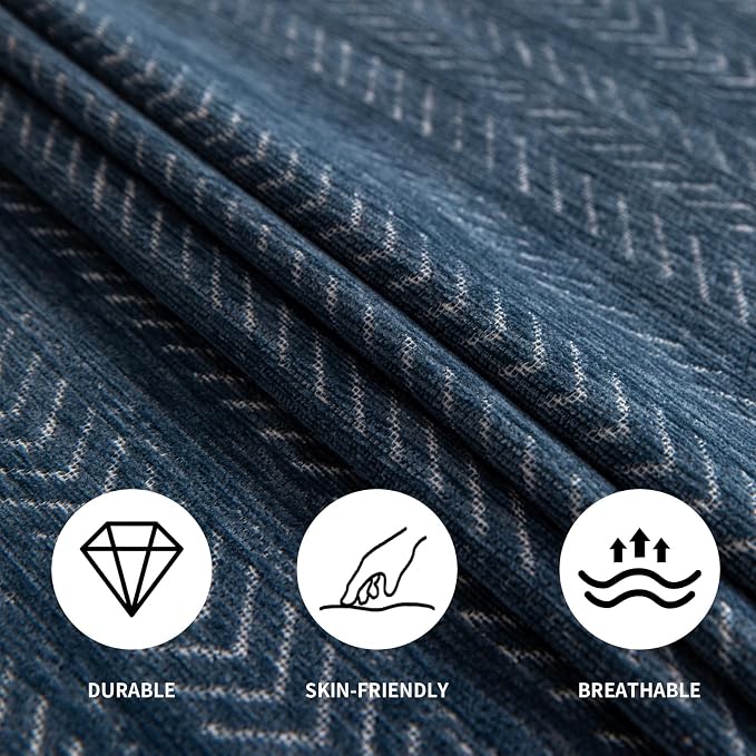 Sofa Covers for 3 Cushion Couch Seat, Loveseat Non Slip Couch Cover Chenille Strip Couch Throw Blankets with Tassels, Sectional Sofa Slipcovers Furniture Protector for Pets, Kids 71"x134", Dark Blue - Image 5