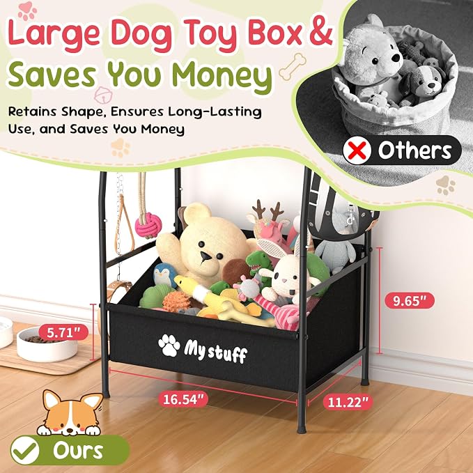 Kaiferty Medium Dog Toy basket, Toy Box for Dogs, Pet Toys Bin Dog Metal Wire Basket for Toys, Food Storage, Storage Organizer Chest Storage, Toy Box for Living Room Area (Black) - Image 4