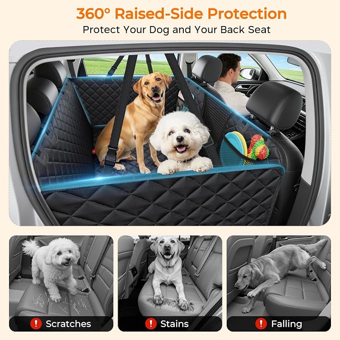 URPOWER Back Seat Extender for Dogs, Large Hard Bottom Dog Car Seat Cover | Supports 550 lbs, Stable 3-Panel Hard Bottom, Added High-Density Foam for Comfort, Waterproof 900D Oxford, 45% More Space - Image 8