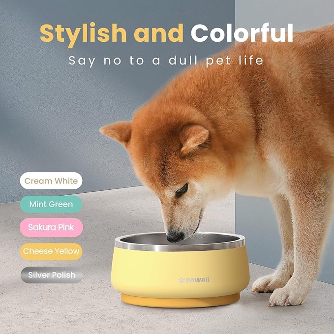 Pawaii Dog Bowl,68 oz Stainless Steel Food and Water Bowl,ID Tag,1 Pack | Double-Wall Design,Non-Slip Rubber Base,Dishwasher Safe,Smooth Open Design, Not a Slow Feeder,Easy-Rinse Interior - Image 6