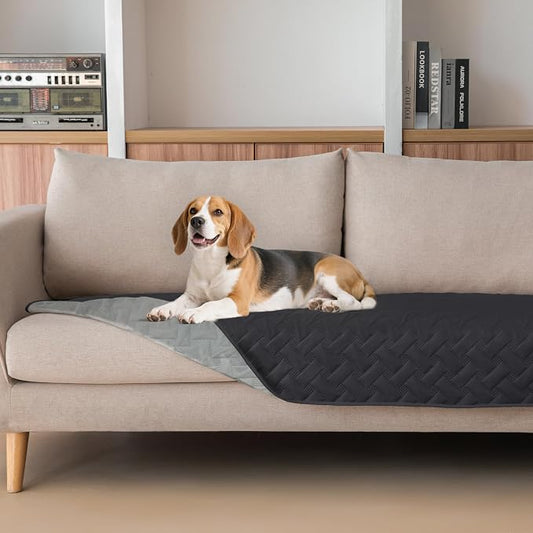 gogobunny 100% Double Sided Waterproof Dog Blanket Soft Pet Bed Cover Reversible Protect Furniture Couch Sofa Car for Puppy Cat (Dark Charcoal/Light Charcoal, 30x70 Inch (Pack of 1)) by gogobunny